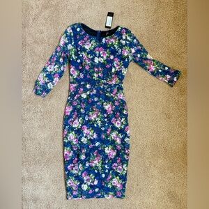 Navy Floral Body-hugging Dress Size Small NEW WITH TAG